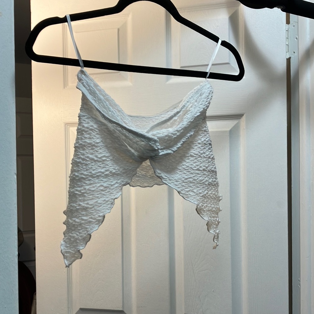 White Textured Crop Top